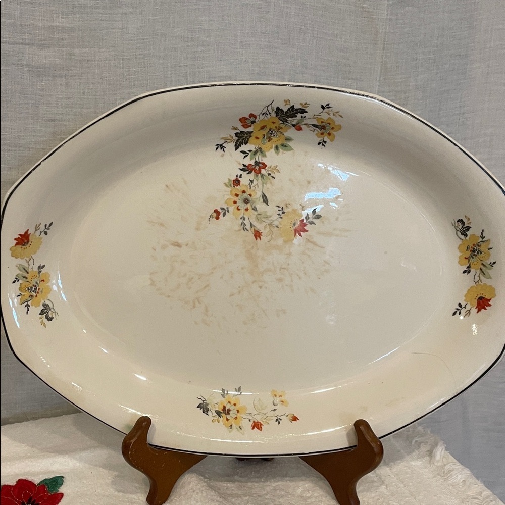 Floral Oval Serving Platter vintage Homer Laughlin